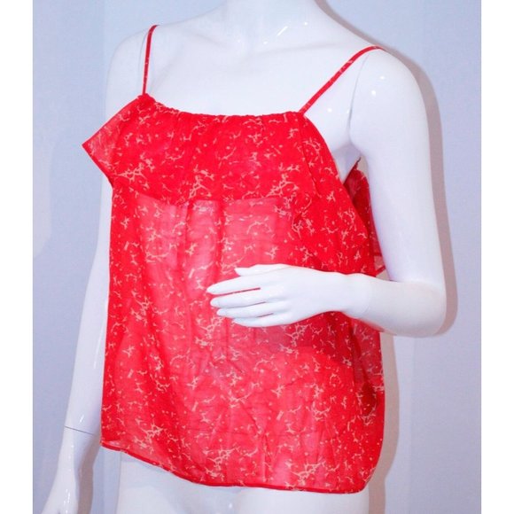 PATTERSON J. KINCAID Originals WELSH Ruffled BLOUSE Tank TOP Red - Picture 2 of 2